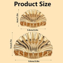 2pcs Seashell Hair Clip, Fashionable Metal Hairpin 1 Count (Pack of 2), gold
