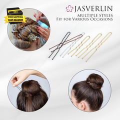 U Shaped Hair Pins Black Assorted Size, Small Long U Bobby Pin for Bun Bunheads