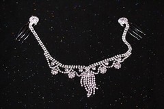 Floral Crystal Forehead Hair Combs Bridal Rhinestones Fringe Head Chain