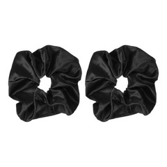 2Pcs Satin Hair Scrunchies Solid Hair Ties Black