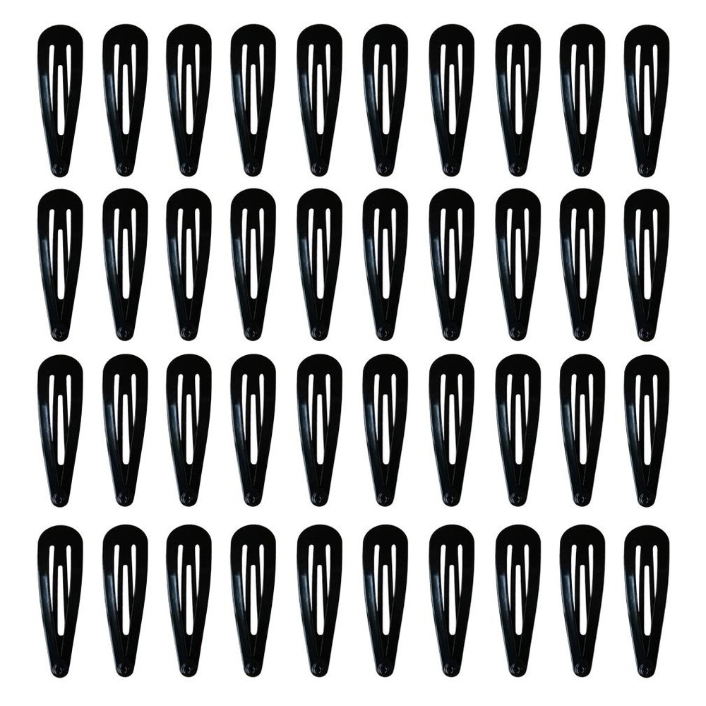 40Pcs Black 2 Inch Metal Snap Hair Clips Barrettes for Women & Girls Ch