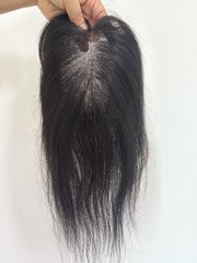3.5″x5.5″ Seamless 100% Human Hair Topper Clip on 12″ Cover white/Thinning