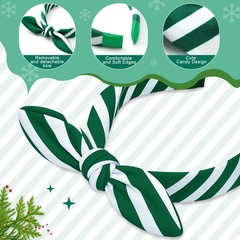 3 PCS Christmas Headbands Women Candy Knotted Striped Rabbit Ear Red Green