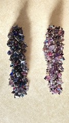 Lot of 2 Beaded Glass Barrettes Hair Clips Blue Purple Rectangle Women’s