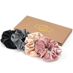 Large Soft Velvet 1 Count (Pack of 4) Black/LightBlue/Almond/RosyBrown