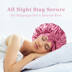 Bonnet with Tie Band, Hair Care Satin Silk Bonnet for Sleeping Women, Silky Slee