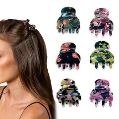 6Pcs 1.06 Inch Small Hair Clips Tortoise Shell Mini Jaw Clips 3 Red + 3 Green