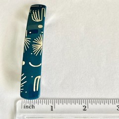 Stay Tight French Barrette Set of 2 Blue Beige Acrylic 3.5″ Long Hair Pop Art