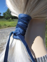Leather Hair Ties Ponytail Holder Wrap Cuff BOHO Bohemian Clothing Jewelry Brown