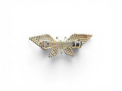 Vintage Rhinestone Butterfly Barrette Pave Crystal Silver Tone French Clip 4