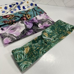 Lot of 4 Handmade Turbans Headwraps – Floral – Polka Dots