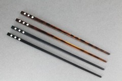 Black plastic hair chop sticks crystals accessory picks pins 7.5″ long set of 2