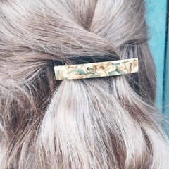 2PCS French Design Hair Barrette Tortoise Shell Celluloid Rectangle Hair Clips