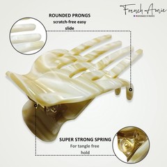 French Amie Bear Paw Small 2 ¾” Celluloid Handmade Yoga Jaw Hair Claw for Women