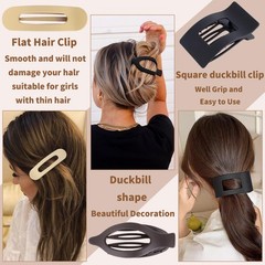 12 Pack Flat Hair Clips for 1 Count (Pack of 12), Black, Brown, Khaki, White