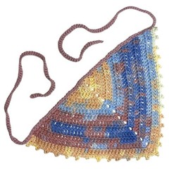 Colorful Crochet Triangle Bandanna Head Scarf Handcrafted Handmade Cotton Boho