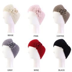 Knitted Flower Headband Warm Elastic Hairband Women Girls Headwear Solid Color