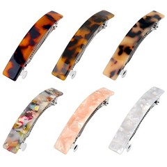 6 Pcs Tortoise Shell Hair Barrettes, Flat Clips 1 Count (Pack of 6), 2