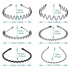 Metal Wave Hoop Hairband 6Pcs Sports Comb Headband Men Women New Non Slip