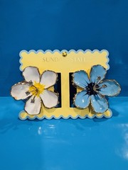 NWT Sunday State Floral Statement Hair Clips – White & Blue