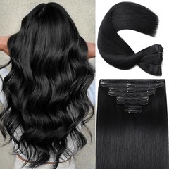 CWRDK Clip in Hair Extensions Real Human Hair,100% Brazilian Remy Human Hair Cli