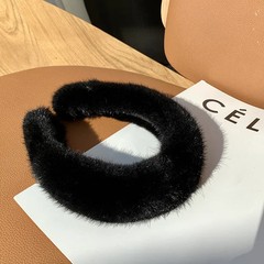 Women Luxury winter Real Mink Fur Fuzzy Headbands Hair Band H5 Hoop Furry Gift