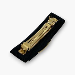 Salvatore Ferragamo Vara Bow Hair Barrette Black Gold Made in Italy