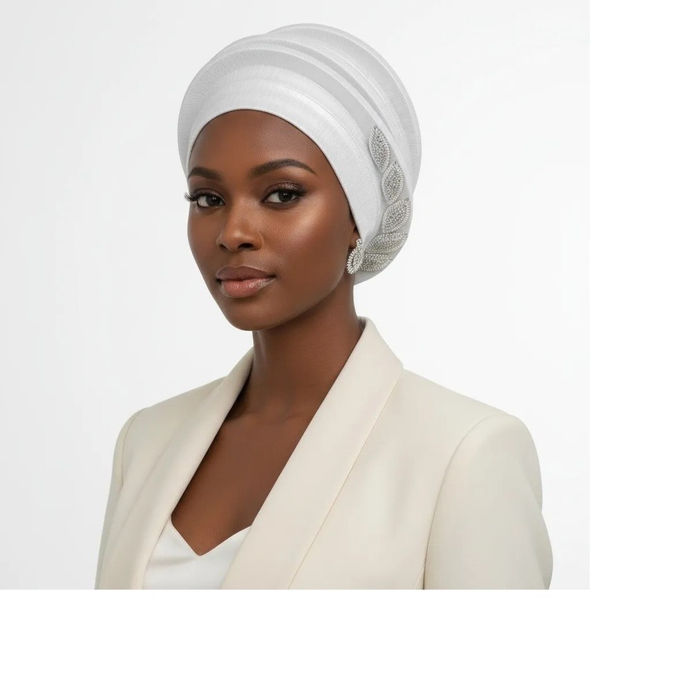 Fascinator Formal Silver Dazzling Structured Turban