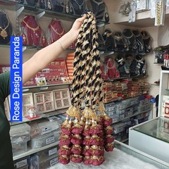 Rose Design Paranda,Choti Decoration,Punjabi Paranda,Braid accessories (Maroon)