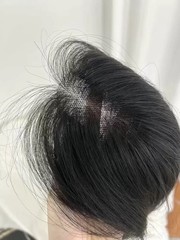 3.5″x5.5″ Seamless Black Lace 100% Human Hair Topper 12″ Clip in, Good coverage