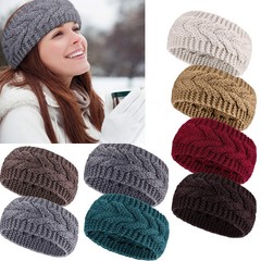Winter Warm Knitted Headband Women Girls Solid Color Elastic Hairband Headwear