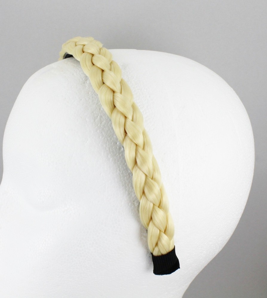 Light Blonde braid faux hair headband braided plaits 3/4″ wide band accessory