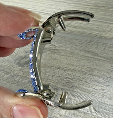 SOHO Blue Swarovski Crystal Hair Clip Jaw Barrette 2.25″ Rhinestones