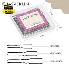 U Shaped Hair Pins Black Assorted Size, Small Long U Bobby Pin for Bun Bunheads