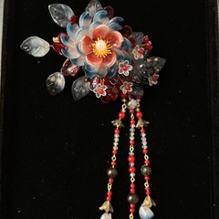 Ethnic Style Hair Clip Chinese Style Red Glass Hair Accessory Headpiece