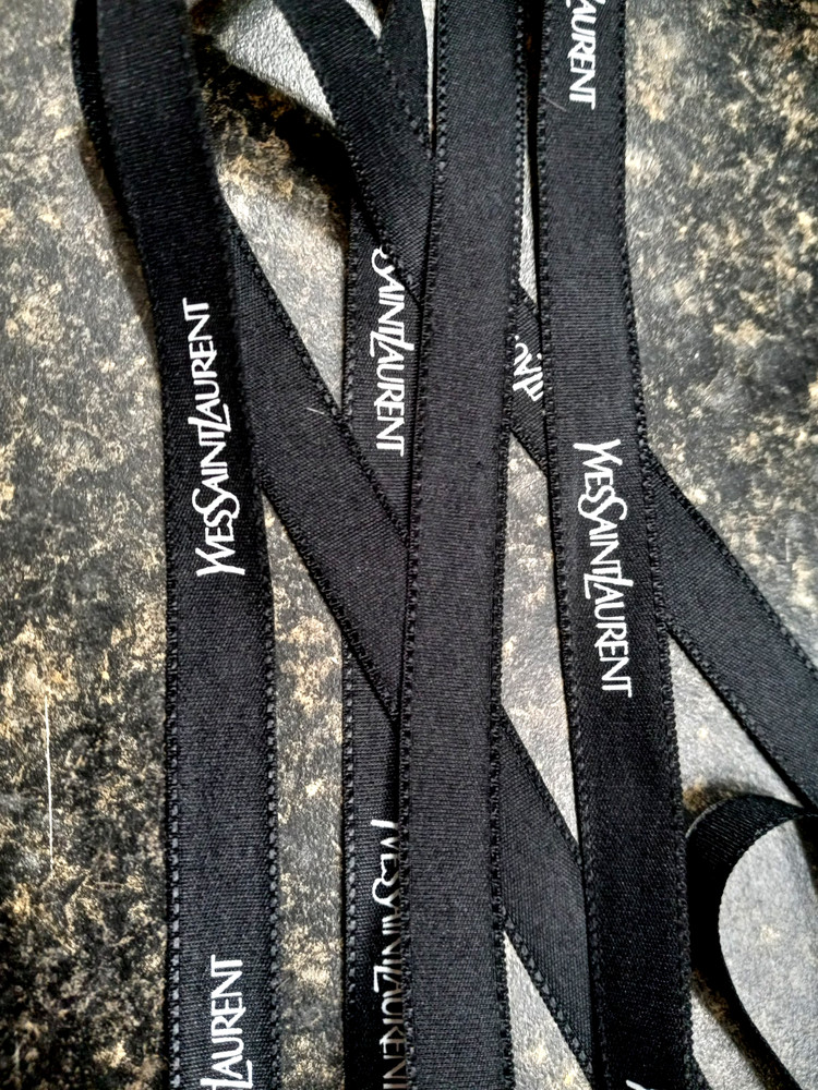 YSL Yves Saint Laurent Black Satin Ribbon, RARE. Sell by the yard