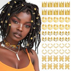 NAISKA 50Pcs Gold Hair Jewelry for Braids Crown 50 Count (Pack of 1), Gold-3