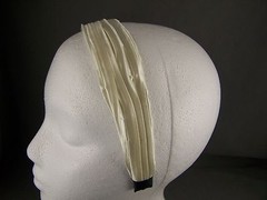 Cream satin scrunched fabric covered headband hair band accessory 1.25″ wide