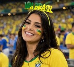 Brazil “Vai Brasil” Text Plastic Headband Yellow/Green Hair Accessory