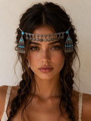Kazakh Traditional Coin Headpiece Ethnic Boho Forehead Jewelry Hair Accessory