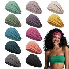 12 PCS Wide Headbands for Women Non Slip, Nurse Headbands for Women, Fabric Head