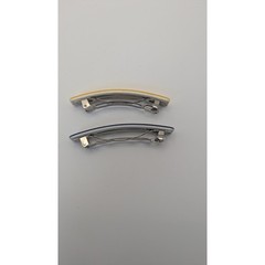 Vintage Made in Taiwan Hair Barrette Set Yellow and Navy Blue Slim Rectangular