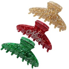 3Pcs Christmas Hair Claw Clips for Women Girls Green Gold Hair Clips Cute Rhi…