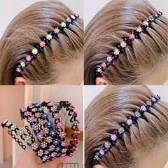 New Non-Slip Rhinestone Headbands Solid Wave Hairbands for Women Girls Bezel Fas