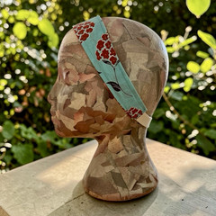 Handmade Reversible Fabric Headband w/ Elastic Back, Turquoise & Rust