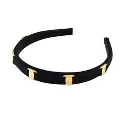 Salvatore Ferragamo Vara Ribbon Nylon/Metal Headband Black/Gold S2606-k012YP