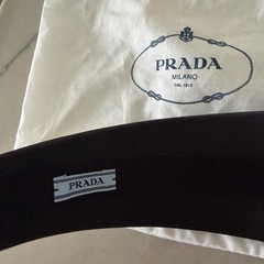 Prada Black Satin Wide Padded Designer Headband With Original Dust Pouch