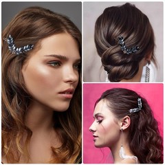 HINZIC 2Pcs 2.6inch VShape Rhinestone Hair Clips GrayBlack Small Hair Pins Vi…