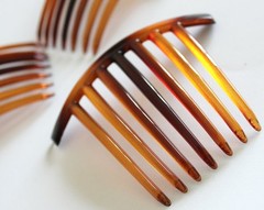12pcs Brown Plastic Blank Hair Stick with 7 Teeth in Tortoise Shell