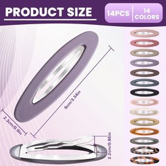 14PCS 3.5 Inch Oval Snap Hair Clips, Non-Slip Matte Glossy, Barrette